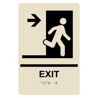 ADA Exit Right Braille Sign RRE 242 BLKonAlmond Enter / Exit  Business And Store Signs 