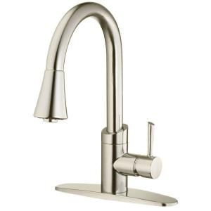 Belle Foret Modern Single Handle Pull Down Sprayer Kitchen Faucet with Deck Plate in Stainless Steel DISCONTINUED FP4A4038BNV