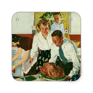 Vintage Family Cooking Thanksgiving Dinner Kitchen Sticker