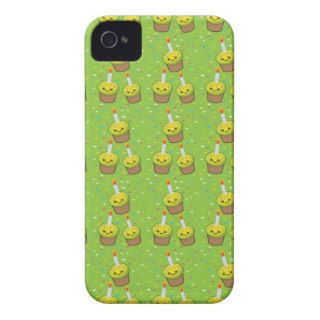 Cute green cupcakes with candles repeating pattern Case Mate iPhone 4 case