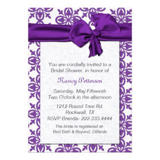 Pretty Purple and White Bridal Shower Invitation