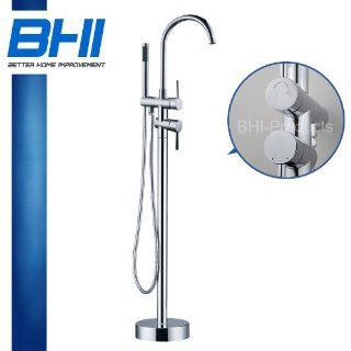 Chrome Free Standing Floor Mounted Clawfoot Bathtub Brass Faucet BTFA AZ8723   Bathroom Sink Faucets  