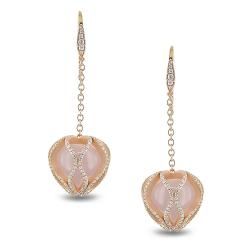 Miadora 18k Gold Rose Quartz and 2 3/8ct TDW Diamond Earrings (G H, VS1 VS2) Miadora Gemstone Earrings