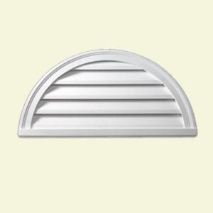 Fypon 36 in. x 18 in. x 2 in. Polyurethane Decorative Half Round Louver Gable Vent HRLV36X18