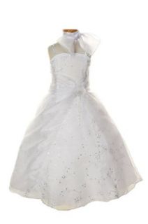 Girl's Crystal Organza Embroidery Special Occasion Pageant Dress IvoryGold 2T Clothing