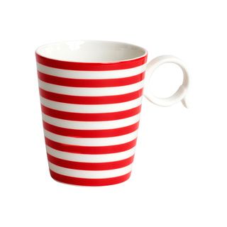 Red Vanilla Freshness Red Striped Mugs (set Of 4)