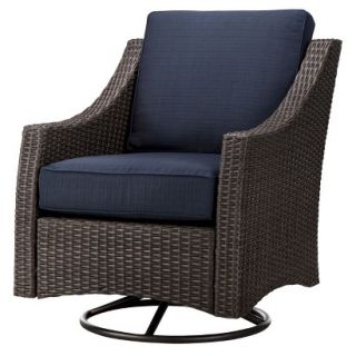 Outdoor Patio Furniture Threshold Navy Blue Wicker Swivel Club Chair,