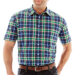 THE FOUNDRY SUPPLY CO. Short Sleeve Plaid Shirt Big and Tall, Green/Blue, Mens