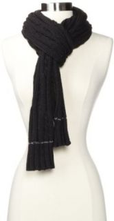 Calvin Klein Women's Cable Stitch with Lurex Scarf, Black, One Size