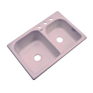Thermocast Cambridge Drop in Acrylic 33x22x10.5 in. 3 Hole Double Bowl Kitchen Sink in Wild Rose 45363
