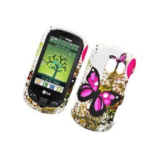 LG Extravert VN271 AN271 UN271 White Pink Butterfly Cover Case Cell Phones & Accessories