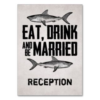 Eat Drink and be Married Shark Reception Card Business Card Template