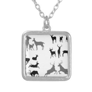 Deer stag fawn and doe silhouettes pendants