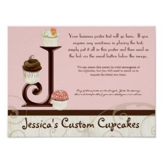 Letter J Monogram Dessert Bakery Business Poster