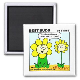 Funny Dieting Flower Best Buds Garden Cartoon Fridge Magnets