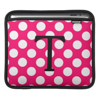 Letter T Pink and White Polka Dots iPad Sleeves