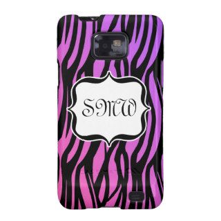 Hot Purple/Pink Zebra Stripes Monogram Samsung Galaxy Cases