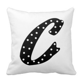 Personalized Black and White Polka Dot Letter C Throw Pillow