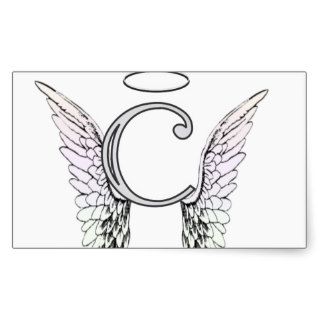 Letter C Initial Monogram with Angel Wings & Halo Stickers