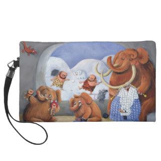Woolly Mammoth Family in Ice Age Wristlet Purse