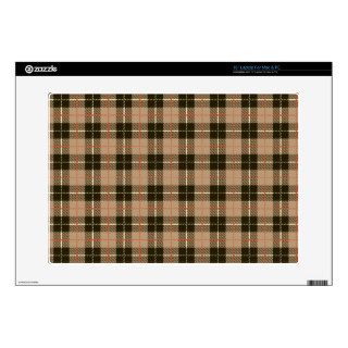 Black and Tan Plaid Pattern Laptop Decals For 15" Laptops
