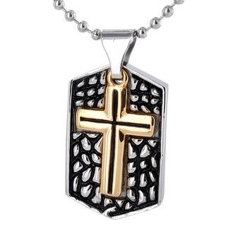 Stainless Steel Goldtone Two piece Cross Necklace West Coast Jewelry Men's Necklaces