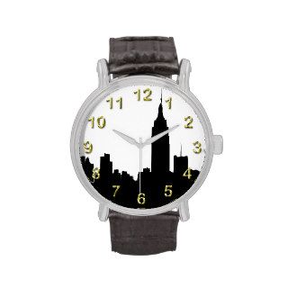 NYC Skyline Silhouette, Empire State Bldg Wrist Watch