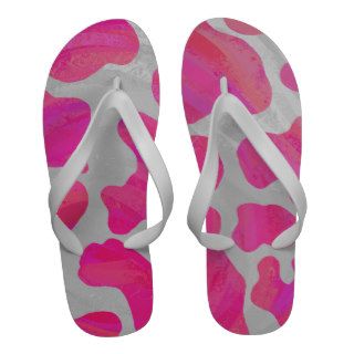 Cow Hot Pink and White Print Sandals