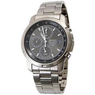 Seiko Men's SNA107 Silver Titanium Quartz Watch with Black Dial Seiko Men's Seiko Watches