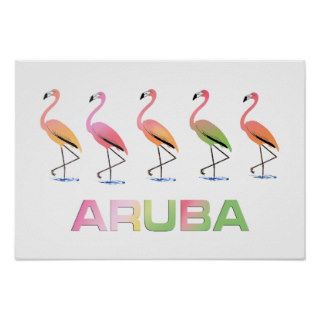 March of the Tropical Flamingos ARUBA Poster