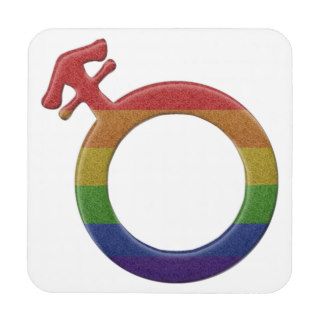 Transgender Pride Symbol in Rainbow Colors Beverage Coasters