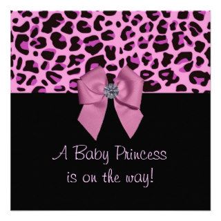 Pink Leopard Print Baby Shower Invite