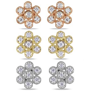 Miadora 10k Gold 1/4ct TDW Diamond Flower Earrings (G H, I1 I2) Miadora Diamond Earrings