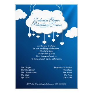 Fluffy Clouds And Heart Raindrops Invite