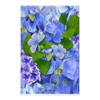 Blue Hydrangeas and Butterflies Stationery Paper