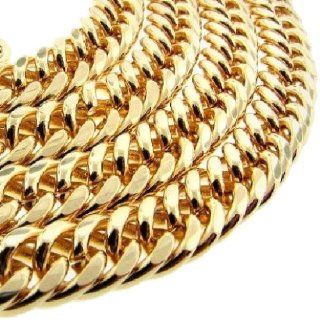 Necklace Mens Stainless Steel 18k Gold Plated Cuban Curb Chain 30x14MM Gift Ideas 288  Office And School Rulers 
