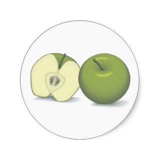 realistic green apple round sticker