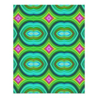Funky Retro Pattern. Green, Turquoise and Multi. Full Color Flyer