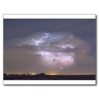 Cumulonimbus Lightning Storm and Star Trails Above Postcards