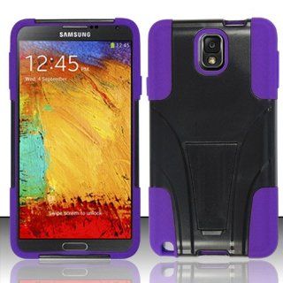 For Samsung Galaxy Note 3   PC+Silicon Hybrid Cover w/ KickStand   Purple Cell Phones & Accessories