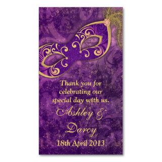 Purple Gold Masquerade Wedding Favour Tags Business Cards