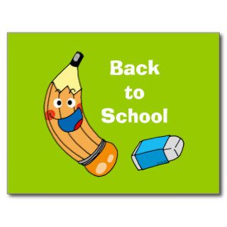 Pencil and eraser, back to school postcards