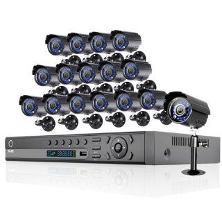 Elec New 16 Ch Channel CCTV HDMI Realtime CCTV Network H.264 Security DVR Home Surveillance System with 16 Bullet Outdoor Cameras (Black) Free E cloud Elec CVK 2016C1 (No Hard Drive)  Camera & Photo