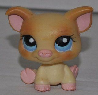 Pig #266 (Tan, Blue Eyes) Littlest Pet Shop (Retired) Collector Toy   LPS Collectible Replacement Single Figure   Loose (OOP Out of Package & Print) 