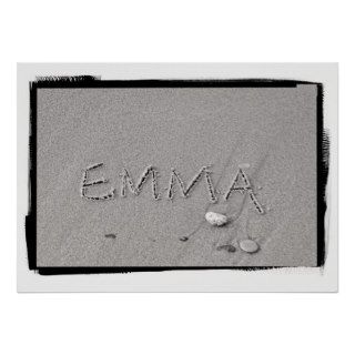 Emma Name in Beach Sand Writing Print