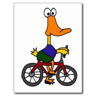XX  Duck Riding Bicycle Cartoon Post Cards