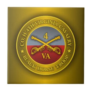 4th Virginia Cavalry  Black Horse Troop (Gold) Ceramic Tiles