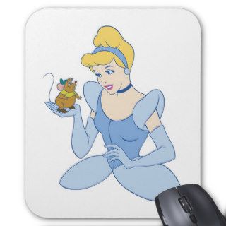 Cinderella holding mouse in her palm. mouse pads