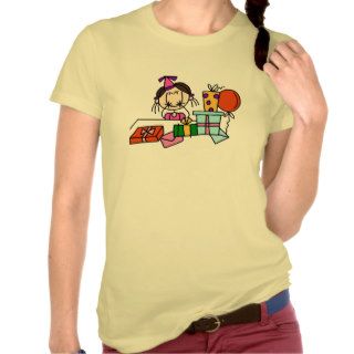 Brown Hair Girl With Birthday  Gifts T shirts