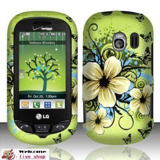 For Lg Extrovert Vn271 (Verizon) Rubberized Design Cover   Hawaiian Flowers Cell Phones & Accessories